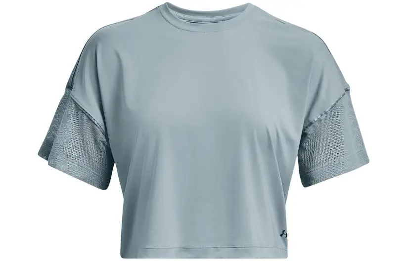 Under Armour Crop Tops Women's Gray Crew Neck Moderate Straight Fit