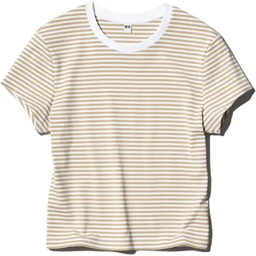 UNIQLO T Shirts Women's Beige Crew Neck Moderate Other