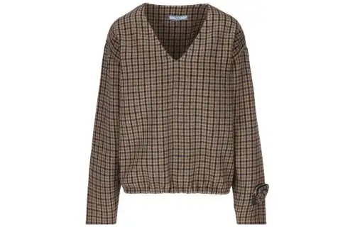 PRADA Checked V Neck Top