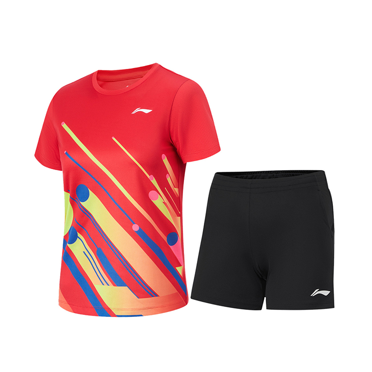 Li Ning Table Tennis Collection Table Tennis Clothing Sets Unisex Total Cherry Red