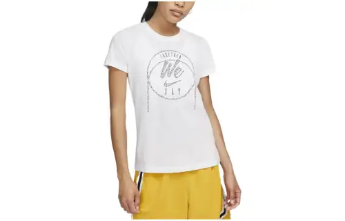 Nike T Shirts Women's White Crew Neck Moderate Straight Fit