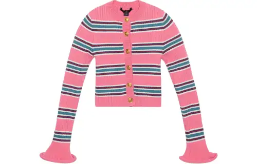 LOUIS VUITTON Horizontal Stripes Trumpet Sleeve Cardigan