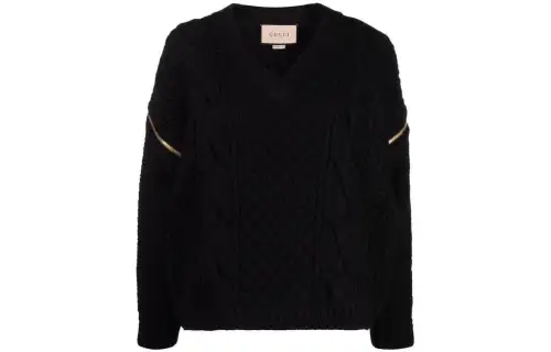GUCCI Detachable Sleeves Knit Sweatshirt Black
