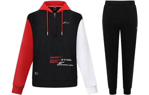 Li Ning Sweatshirt Set Unisex Black+Black