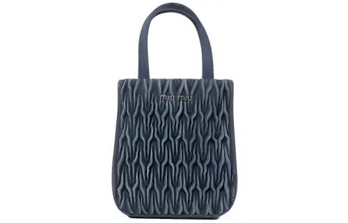 MIU MIU Fabric One Shoulder Handbag Women's Light Blue