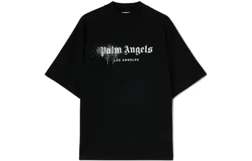 Palm Angels Rhinestones Spray Logo Tee 'Black/White'