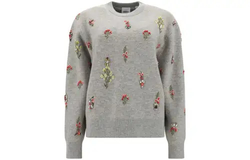Burberry Sweaters Women's Gray Crew Neck Base Layer