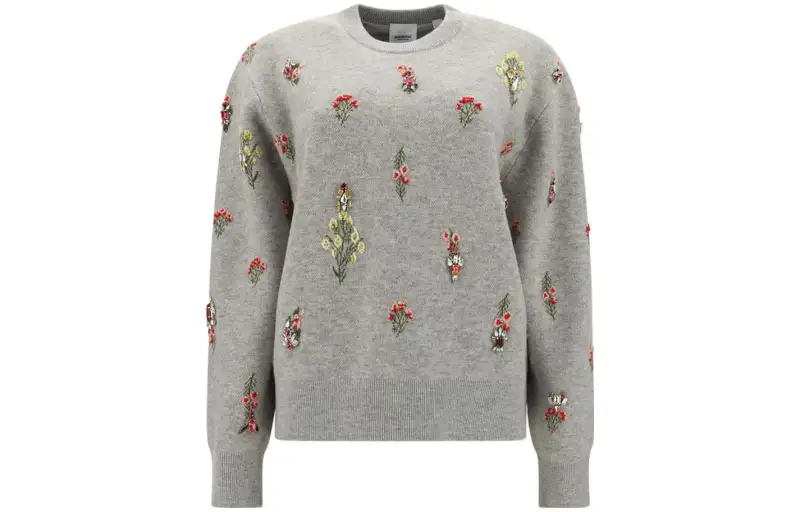 Burberry Sweaters Women's Gray Crew Neck Base Layer