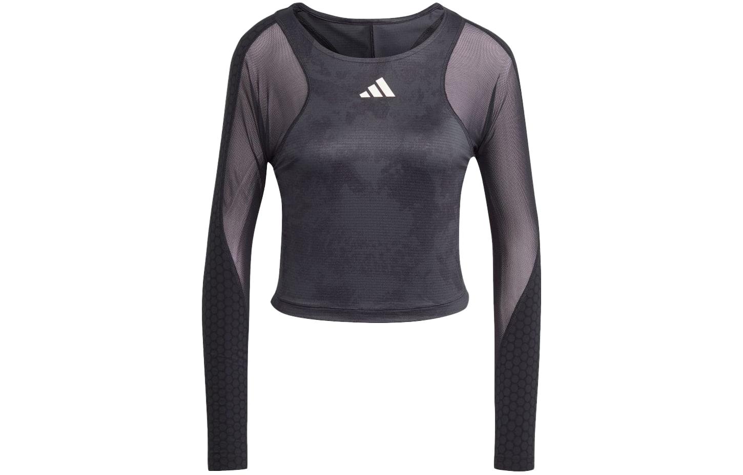 Adidas Crop Tops Women's Black Crew Neck Moderate
