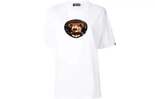 A BATHING APE T Shirts Women's White Crew Neck Moderate Straight Fit