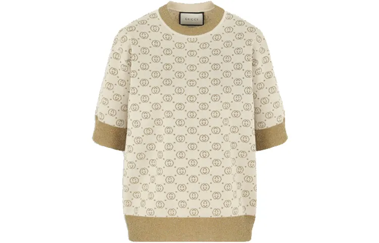 GUCCI G Jacquard Wool Mid-Sleeve Sweater Yellow