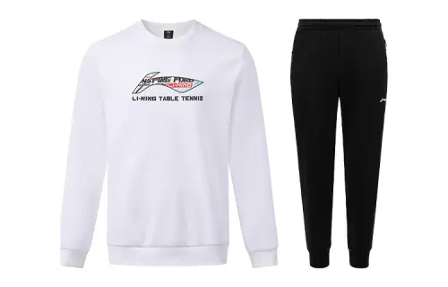 Li Ning Sweatshirt Set Unisex White+Black