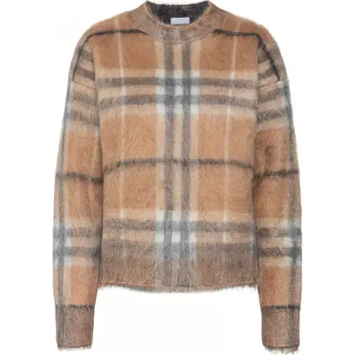 Burberry Women'ss Check Jacquard Woven Sweater Beige