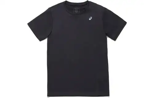 ASICS T Shirts Women's Black Crew Neck Moderate Straight Fit