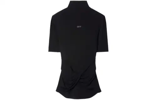 OFF WHITE Logo Printed High Neck Twist Top