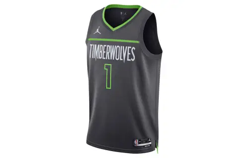 Jordan Minnesota Timberwolves Edwards No. 1 Timberwolves Announcement Fan Edition Jersey Letter Print Casual Sports Sleeveless Basketball Vest Men's Black