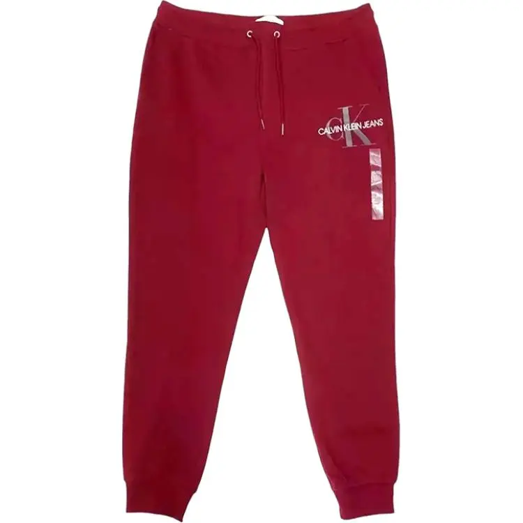 CALVIN KLEIN Letter Minimalist Style Comfortable Versatile Fleece Lined Casual Pants Men's Scarlet