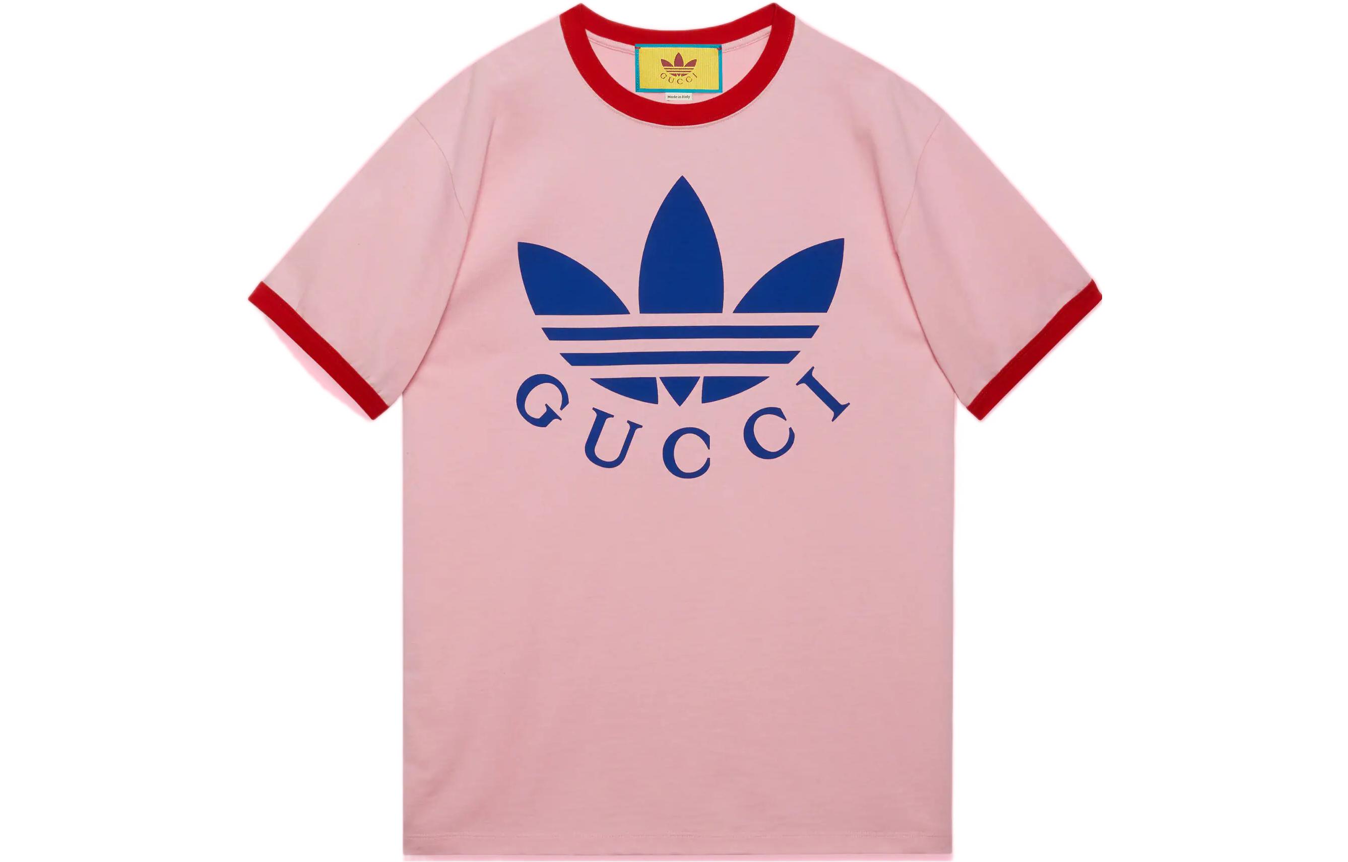 Женская футболка Gucci x adidas originals (розовая)