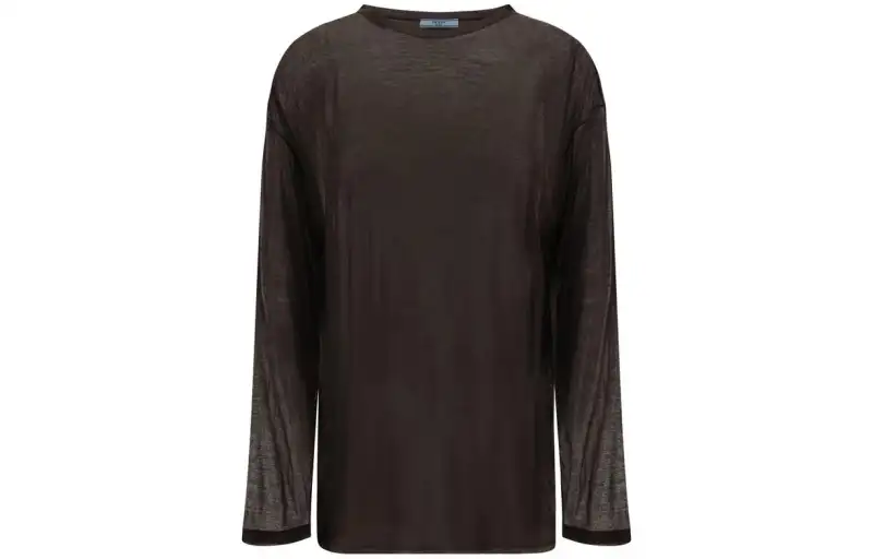 PRADA Sweaters Women's Brown Crew Neck Moderate Other