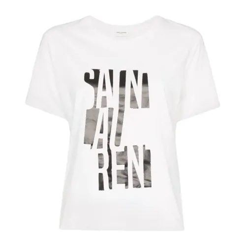 SAINT LAURENT T Shirts Women's White Crew Neck Moderate Straight Fit