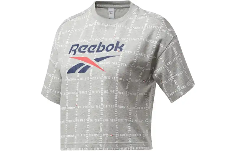 Reebok Grid Tee Cropped T Shirt Women's Gray
