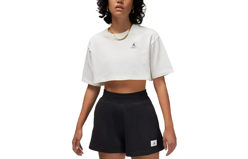 Jordan Sport Crop Tops Women's Sail White Crew Neck Moderate
