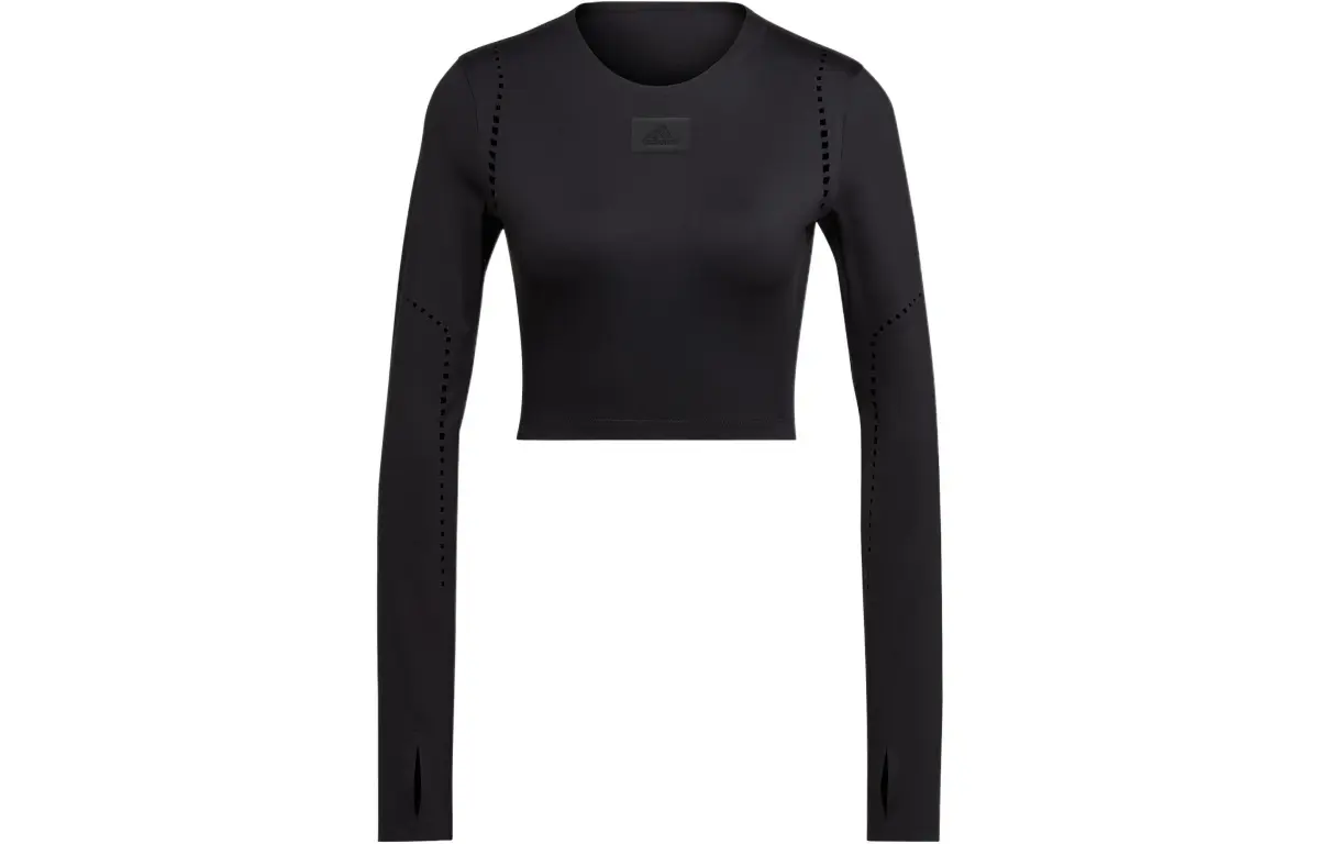 Adidas T-Shirts Women's Black Crew Neck Moderate Straight Fit
