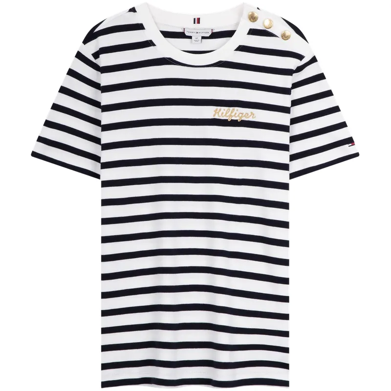 Tommy Hilfiger T Shirt Women's Black White Stripes