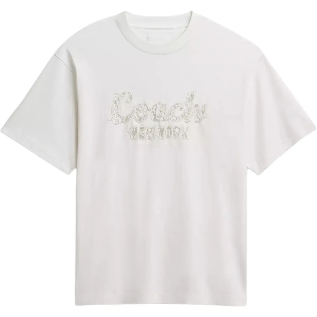 COACH T-Shirts Women's White Crew Neck Thin Straight Fit