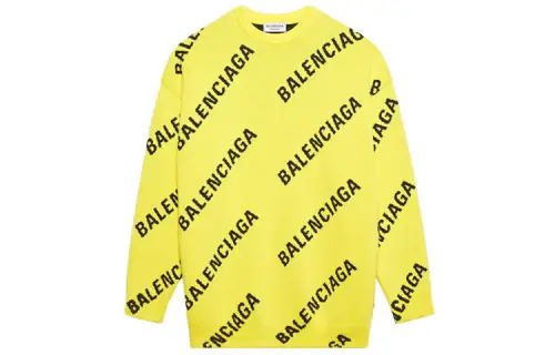 Balenciaga Allover Logo Crewneck 'Yellow/Black'