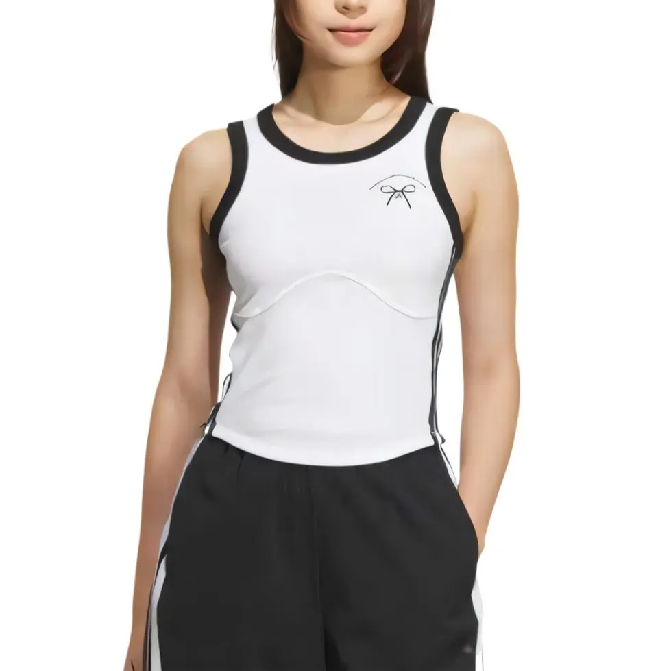 Adidas Tank Tops Women's White Crew Neck Moderate Other