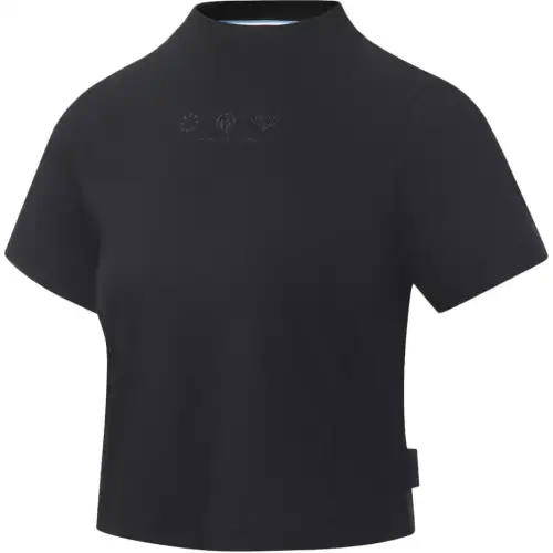 Li Ning T Shirts Women's Black Stand Collar Moderate Straight Fit