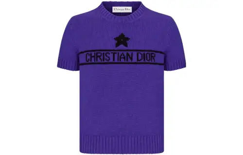 DIOR Crop Tops Women's Purple Crew Neck Moderate