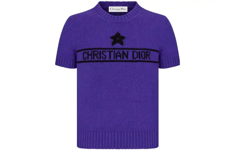 DIOR Crop Tops Women's Purple Crew Neck Moderate