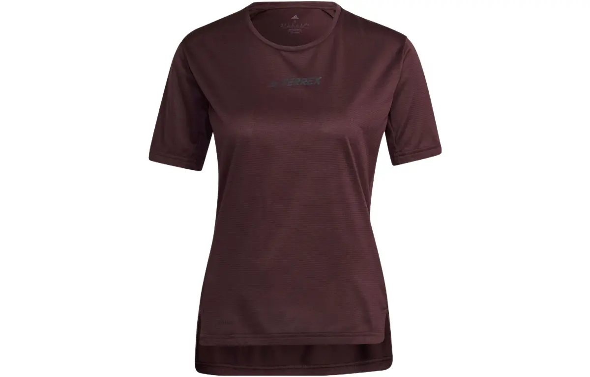Adidas T-Shirts Women's Burgundy Crew Neck Moderate Straight Fit