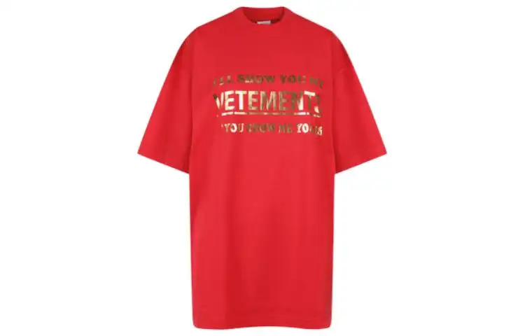 Vetements T Shirts Women's Red Crew Neck Moderate Straight Fit