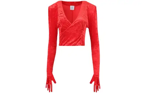 Vetements Gloved Detail Cropped Velvet Dynasty Top