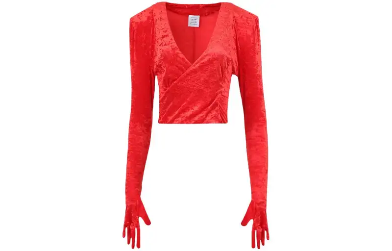 Vetements Gloved Detail Cropped Velvet Dynasty Top