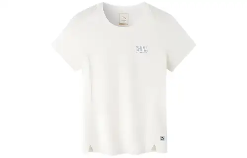 ANTA T Shirts Women's Ecru Crew Neck Moderate