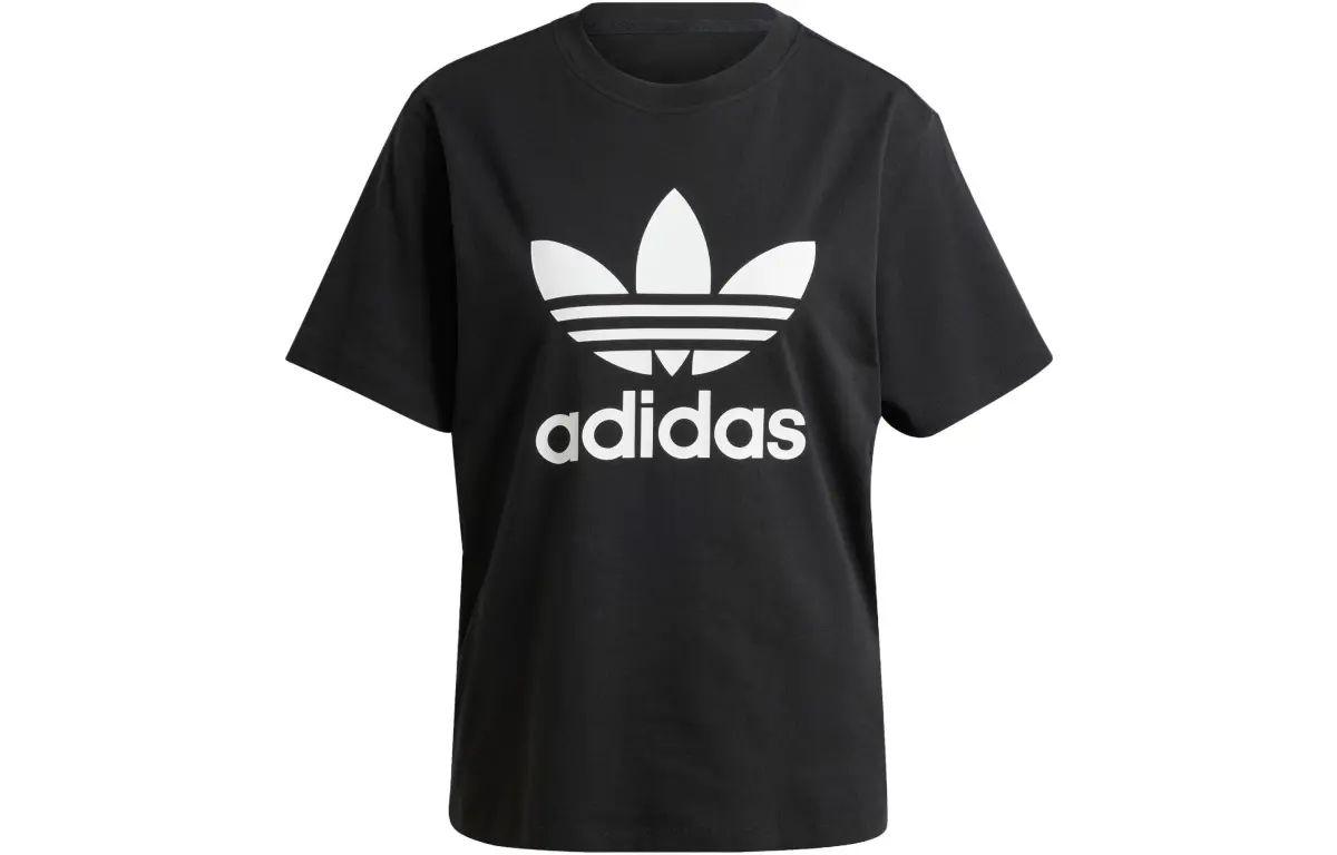 Adidas Originals TREFOIL TEE Drop Shoulder Sleeve T Shirt Women's Black