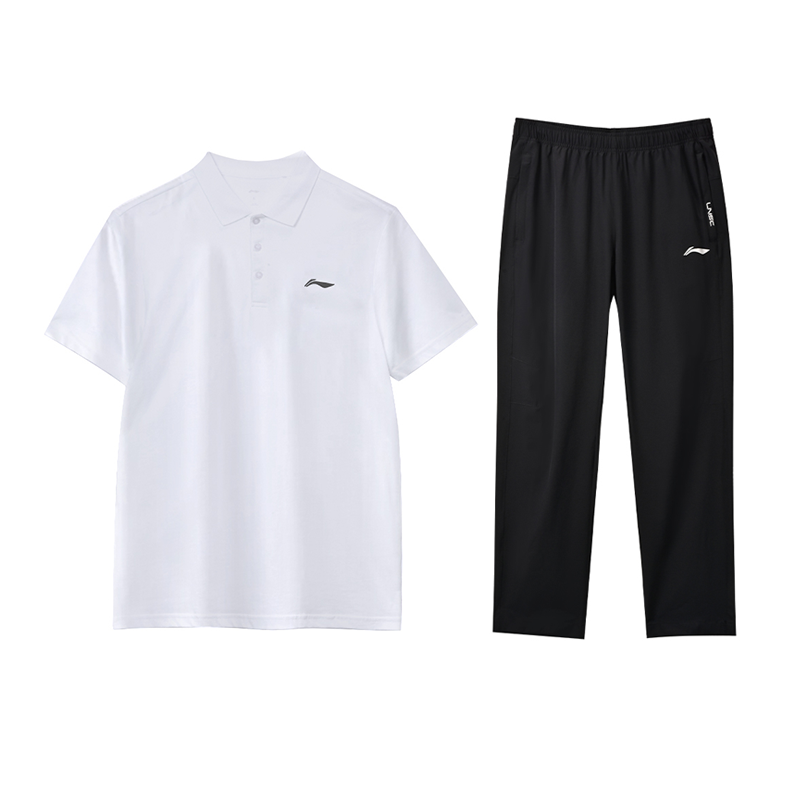 Li Ning Casual Sportswear, White Unisex Two Piece Set Standard White/Standard Black