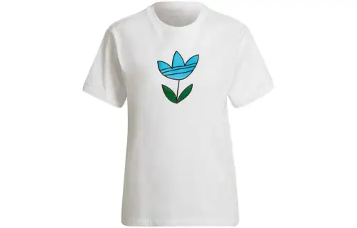 Adidas Originals T Shirts Women's White Crew Neck Moderate Straight Fit