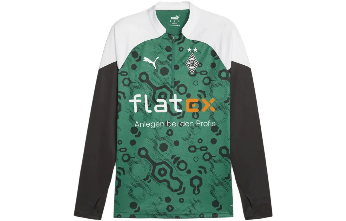 PUMA FC Borussia Mönchengladbach Haut D'entraînement À Fermeture Zippée Soccer Jersey Men's Green