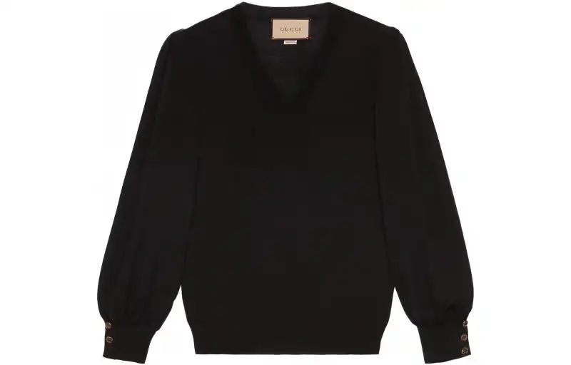 GUCCI Sweaters Women's Black V Neck Moderate Other