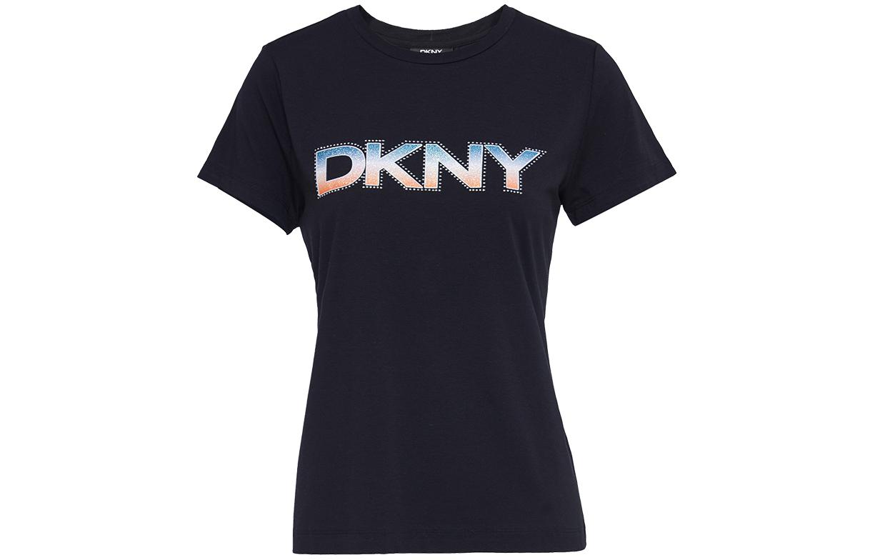 DKNY Слово Материнская печать круглый воротник короткий рукав Футболка женский