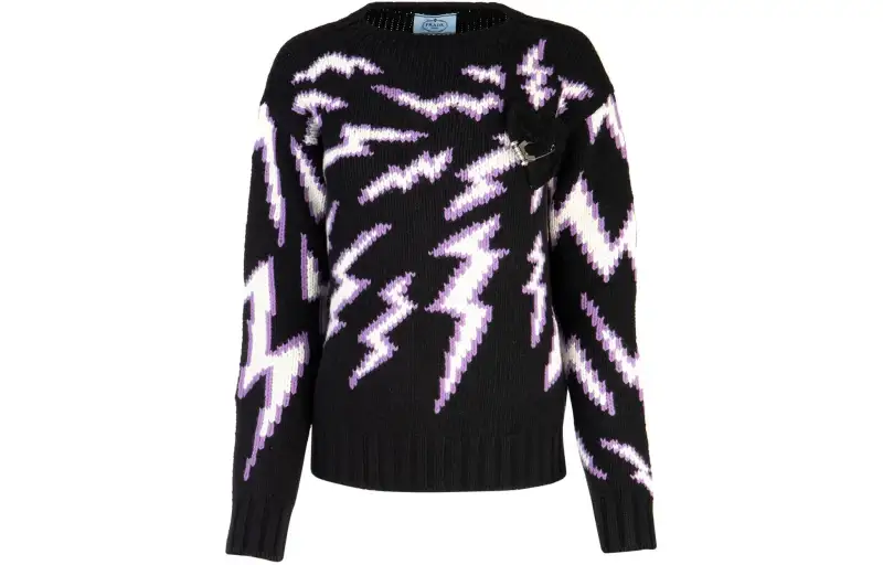PRADA Sweaters Women's Black Crew Neck Moderate Other