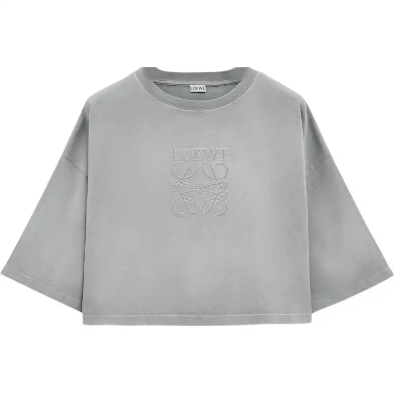 LOEWE Logo Embroidered Cropped T Shirt