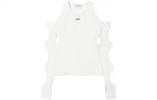 OFF WHITE Crop Tops Women's White Crew Neck Moderate