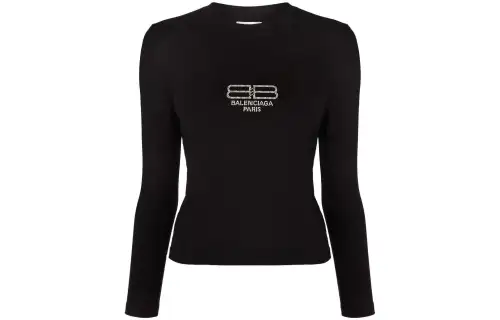 Balenciaga T Shirts Women's Black Crew Neck Moderate Straight Fit