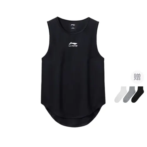 Li Ning, comfortable breathable basketball black vest with a round collar sleevless